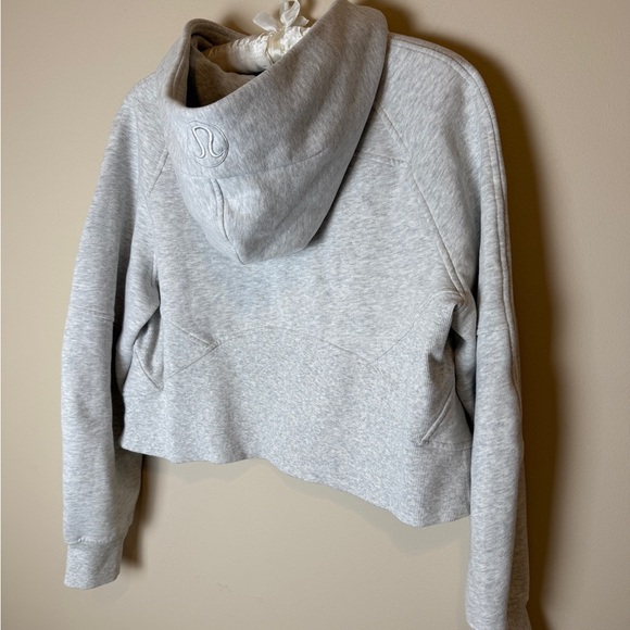 Lululemon Scuba Oversized cropped 1/2 Zip Hoodie Heathered Core Light Grey S - Picture 13 of 13